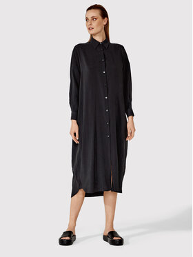 Simple Simple Košilové šaty SUD016 Černá Relaxed Fit