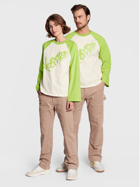 Leeves Leeves Majica z dolgimi rokavi Unisex Blommish Zelena Loose Fit