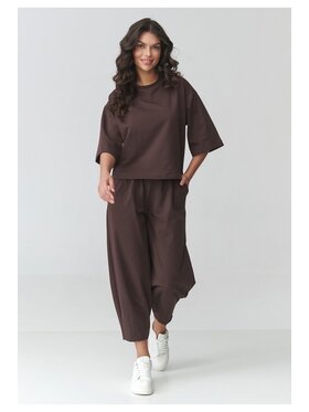 Makadamia Makadamia Dres M916 Brązowy Loose Fit