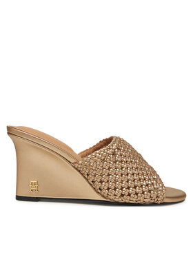 Tommy Hilfiger Tommy Hilfiger Nazouváky Crochet Metallic Lthr Wedge Mule FW0FW08812 Zlatá