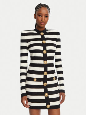Balmain Balmain Úpletové šaty DF1R9193JI70 Černá Regular Fit