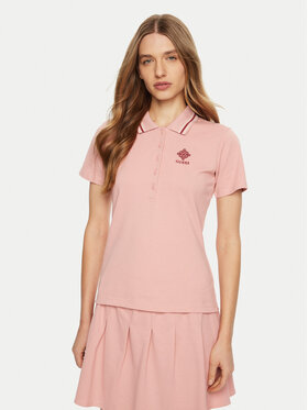 Guess Guess Тениска с яка и копчета V5RP02 KCOK1 Розов Regular Fit