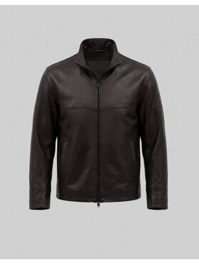 Borgio Borgio Kurtka skórzana itri_br Brązowy Slim Fit