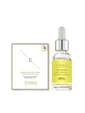 Erthskin London Erthskin London Jad pszczeli + olejek z miodu manuka + podwójne kolagenowe płatki pod oczy Serum