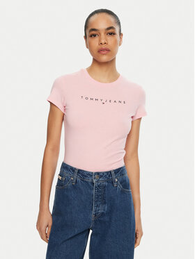 Tommy Jeans Tommy Jeans T-Shirt Linear DW0DW18398 Růžová Slim Fit
