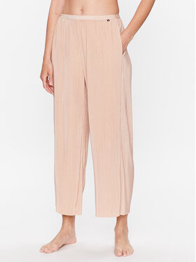 Tommy Hilfiger Tommy Hilfiger Pyžamové kalhoty UW0UW04357 Béžová Relaxed Fit