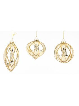 MIAhome MIAhome Bombka szklana 3 szt. MAGLIA Ø 8 cm, 12x8 cm Złoty