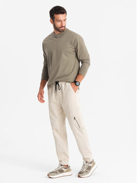 Ombre Ombre Joggers kalhoty OM-PAJO-0199 Béžová Regular Fit