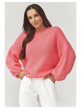 Makadamia Makadamia Sweter C37 Czerwony Loose Fit