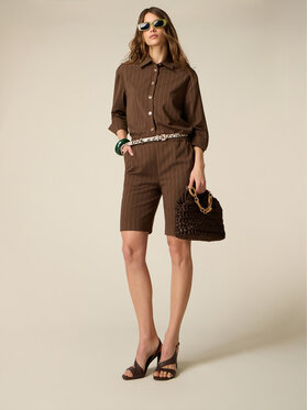 Oltre Oltre Szorty materiałowe P076J102590N0Z2 Brązowy Regular Fit