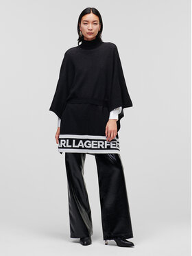 KARL LAGERFELD KARL LAGERFELD Poncsó Logo 226W2010 Fekete Relaxed Fit