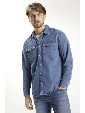 Cross Jeans Cross Jeans Koszula jeansowa A 222-007 Niebieski Regular Fit