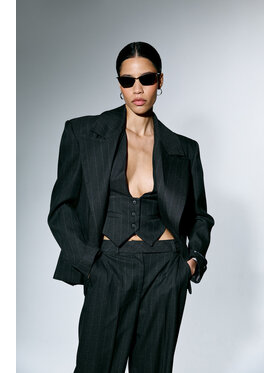 Laretaggio Laretaggio Marynarka Rocca double breasted blazer in dark grey Szary Oversize