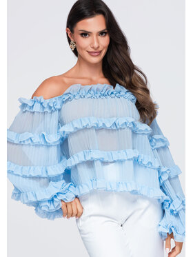 Ombre Ombre Bluzka OW-TS-E0081 Niebieski Loose Fit