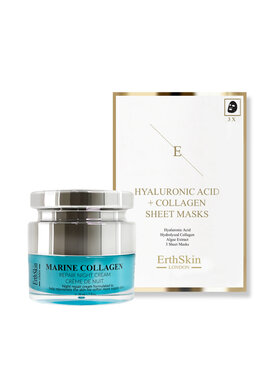 Erthskin London Erthskin London Krem na noc z Kolagenem Morskim 50ml+ Kwas Hialuronowy i Maska Kolagenowa - 3 arkusze Krem na noc