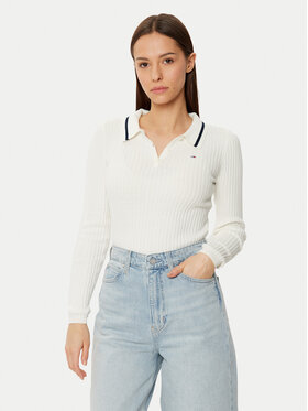 Tommy Jeans Tommy Jeans Svetr DW0DW19887 Écru Slim Fit