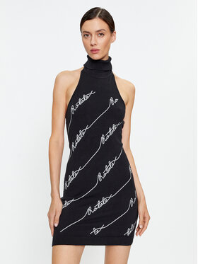ROTATE ROTATE Плетена рокля Sequin Logo 110112100 Черен Slim Fit
