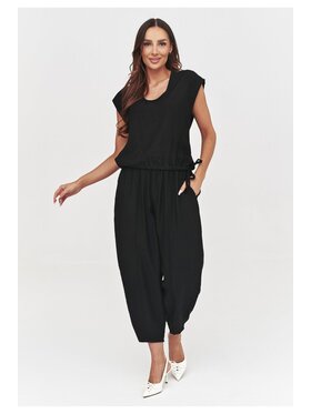 Makadamia Makadamia Komplet bluzka i spodnie C53 Czarny Loose Fit