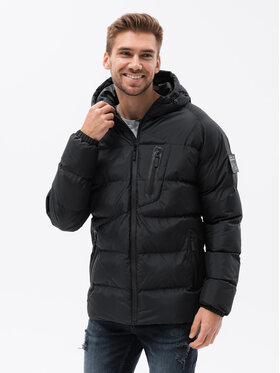 Ombre Ombre Kurtka zimowa OM-JAHP-0178 Czarny Regular Fit