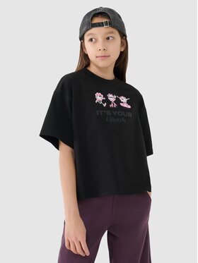 4F 4F Tričko 4FJRSS25TTSHF2587-20S Čierna Cropped Fit