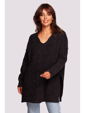 BeWear BeWear Sweter BK087 Czarny Modern Fit