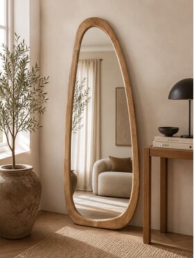 MIAhome MIAhome Lustro stojące w drewnianej ramie Stan 175x80 cm Brązowy