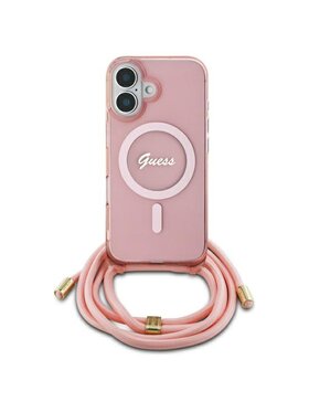 Guess Guess Etui na telefon Crossbody Cord Script Różowy