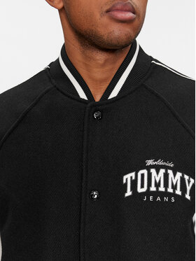 Tommy Jeans Prijelazna Jakna Tjm Wool Varsity Bomber DM0DM17884 Crna Regular Fit