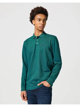 Wrangler Wrangler T-Shirt LS REFINED POLO Zielony Regular Fit