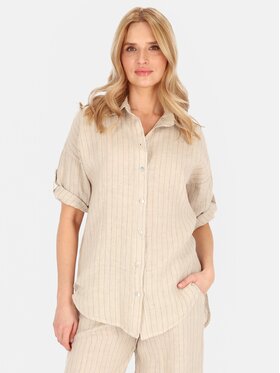 Perso Perso Bluzka CHLE255445F Beżowy Regular Fit