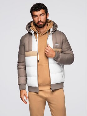 Ombre Ombre Kurtka przejściowa OM-JALP-0296 Brązowy Regular Fit