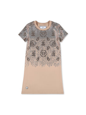 PHILIPP PLEIN PHILIPP PLEIN Sukienka codzienna 30279 Beżowy Comfortable Fit
