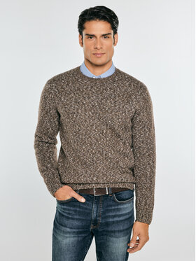 BIG STAR BIG STAR Sweter STANLEY Brązowy Basic Fit