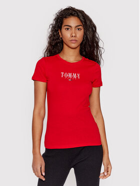 Tommy Jeans Tommy Jeans T-Shirt Essential Logo DW0DW12842 Červená Skinny Fit