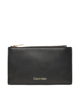 Calvin Klein Calvin Klein Duży Portfel Damski Foil Logo Top Zip Cardcase LV04F1090G Czarny