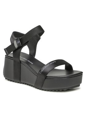 Calvin Klein Jeans Calvin Klein Jeans Sandały Wedge Block Sandal Satin/Hw YW0YW00980 Czarny