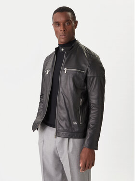 KARL LAGERFELD KARL LAGERFELD Kurtka skórzana 555022 554421 Czarny Slim Fit