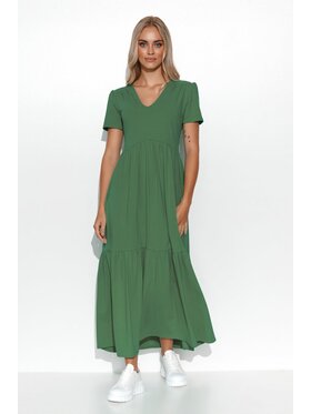 Makadamia Makadamia Sukienka codzienna M549 Khaki Comfortable Fit