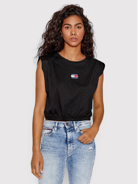 Tommy Jeans Tommy Jeans Majica DW0DW12609 Crna Cropped Fit
