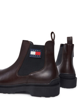 Tommy Jeans Gležnjarji Chelsea Tjm Leather Chelsea Boot EM0EM01448 Rjava