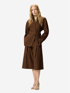 PINKO PINKO Kurtka damska CHERYL OVERSHIRT COTONE FLUIDO Brązowy Reglan Fit