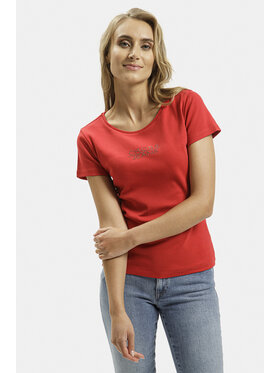 Cross Jeans Cross Jeans T-Shirt 55577-007 Czerwony Regular Fit