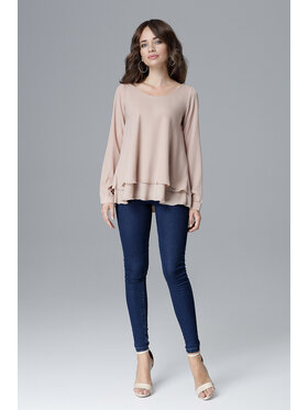 Lenitif Lenitif Bluzka L020 Beżowy Regular Fit