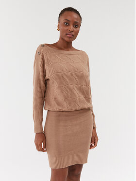Guess Guess Kötött ruha Elodie W3BK96 Z2WX0 Bézs Regular Fit