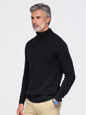 Ombre Ombre Sweter OM-SWTN-0192 Czarny Regular Fit