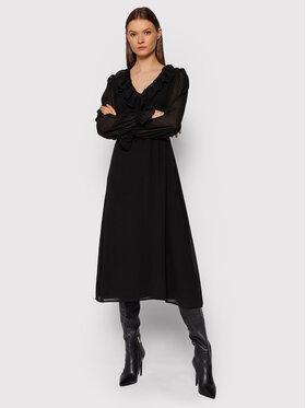 NA-KD NA-KD Každodenné šaty Frill 1100-004335-0002-581 Čierna Regular Fit