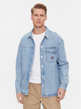 Tommy Jeans Tommy Jeans džínová košile Essential DM0DM18328 Modrá Relaxed Fit