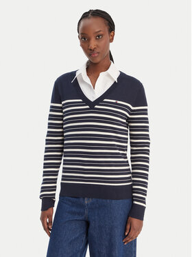 Tommy Hilfiger Tommy Hilfiger Pulover WW0WW40098 Bleumarin Regular Fit