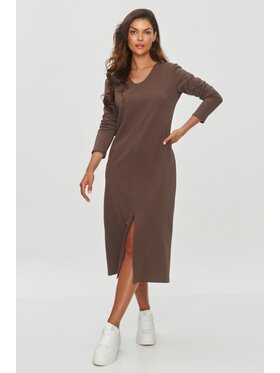 Makadamia Makadamia Sukienka codzienna M845 Brązowy Regular Fit