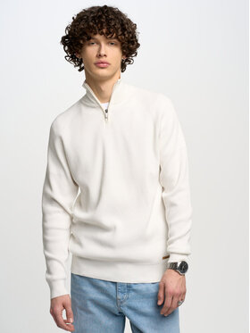 BIG STAR BIG STAR Sweter HANATIS_102_160 Écru Basic Fit